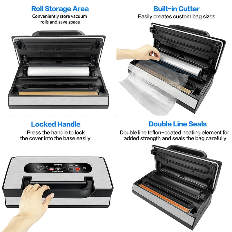 Seatao VH5188 Commercial Vacuum Sealer Machine Multifunction Automatic Vacuum Food Sealer with Built-in Roll Storage & Cutter