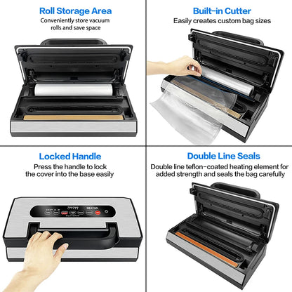 Seatao VH5188 Commercial Vacuum Sealer Machine Multifunction Automatic Vacuum Food Sealer with Built-in Roll Storage & Cutter