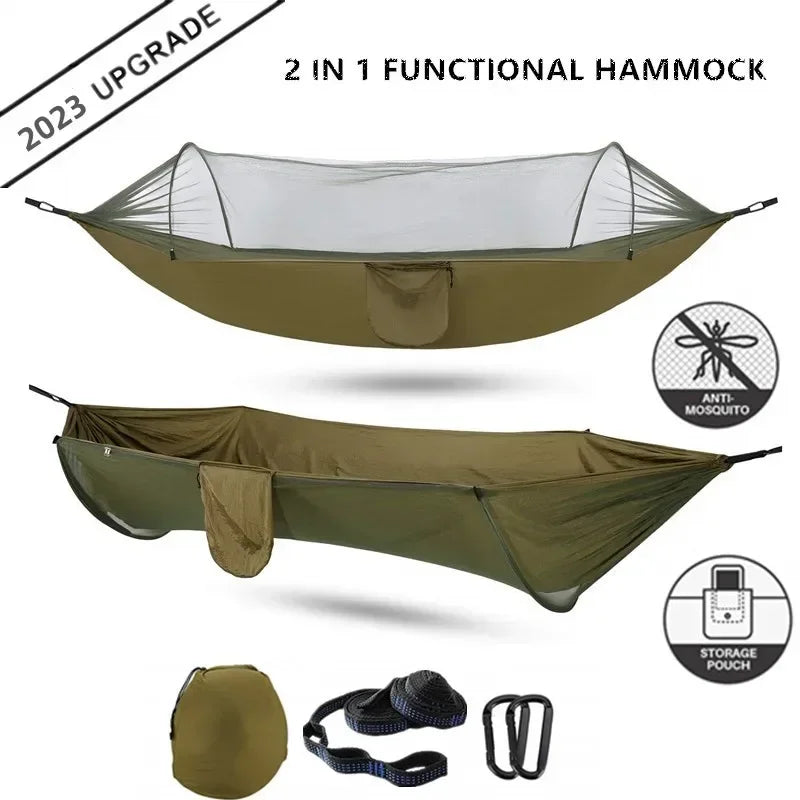 Camping Hammock with Mosquito Net and Light