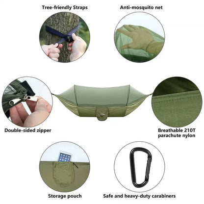 Camping Hammock with Mosquito Net and Light